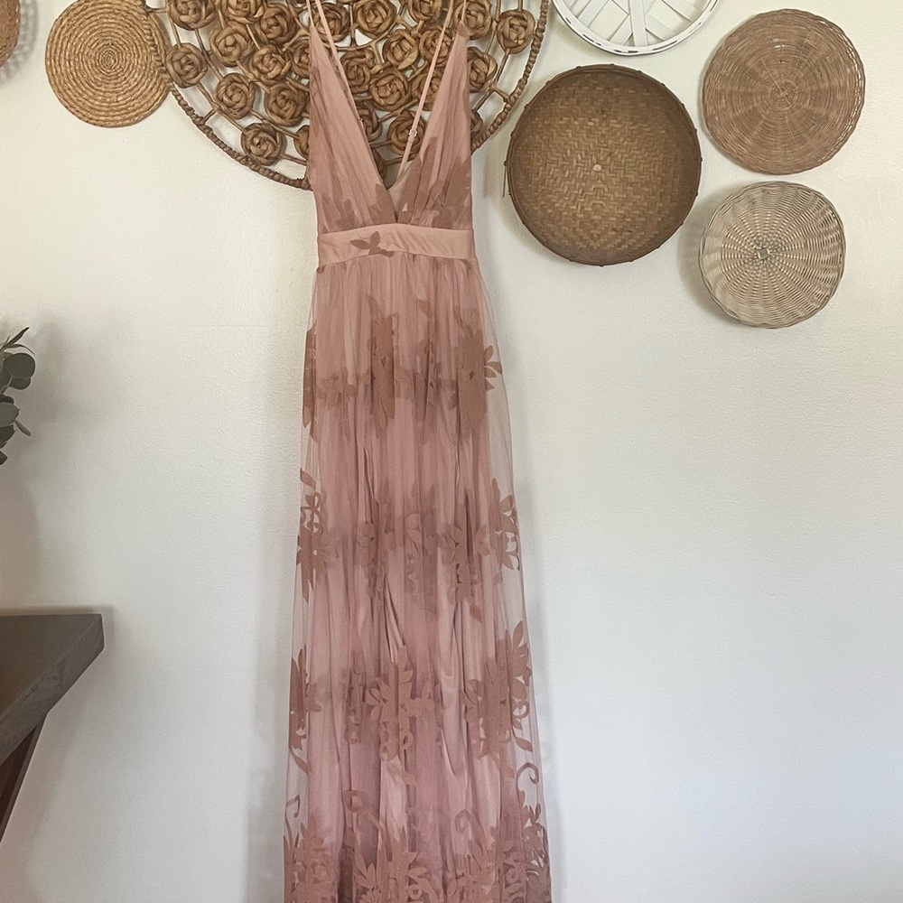 Elegant Mauve Floral Maxi Dress